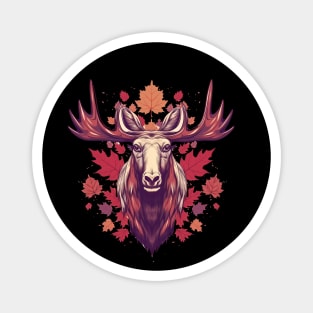 Moose with Maple leafs Canada Magnet